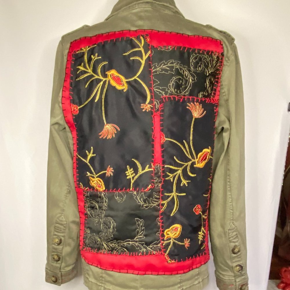 Upcycled Handstitched Patchwork Camo Green Utilit… - image 6